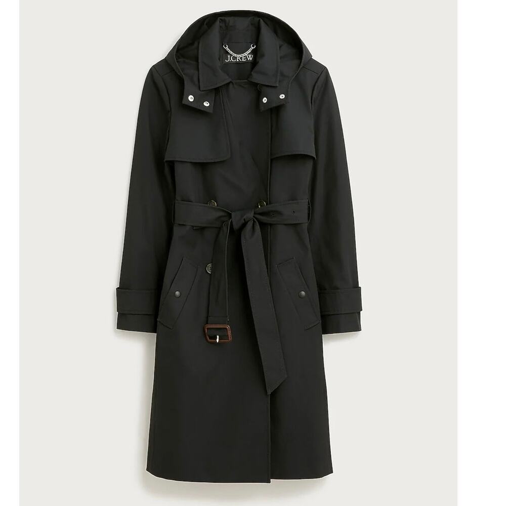 J. Crew Women's Belted Waist Icon Trench Coat Long Sleeve Black Size 4 NWT